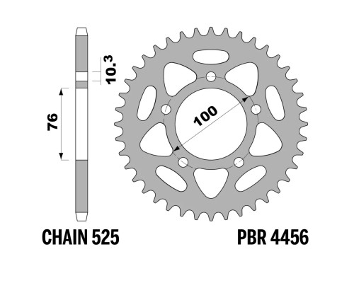 ЗАДНЯ ЗІРКА PBR 13/07 4456 42 (ЛАНЦЮГ 525) (ЗРОБЛЕНО В ІТАЛІЇ)