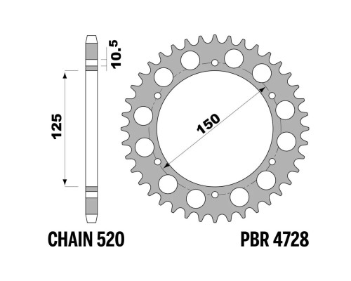 ЗАДНЯ ЗІРКА PBR 13/07 4728 46 (ЛАНЦЮГ 520) (ВИРОБЛЕНО В ІТАЛІЇ)