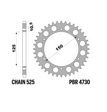 ЗАДНЯ ЗІРКА PBR 13/07 4730 44 (ЛАНЦЮГ 525) (ВИРОБЛЕНО В ІТАЛІЇ)