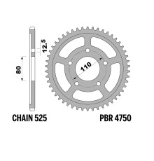 ЗАДНЯ ЗІРКА PBR 13/07 4750 44 (ЛАНЦЮГ 525) (ЗРОБЛЕНО В ІТАЛІЇ)