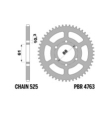 ЗАДНЯ ЗІРКА PBR 13/07 4763 38 (ЛАНЦЮГ 525) (ВИРОБЛЕНО В ІТАЛІЇ)