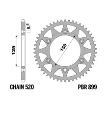 ЗАДНЯ ЗІРКА PBR 13/07 899 50 C-LIGHT (ЛАНЦЮГ 520) (ЗРОБЛЕНО В ІТАЛІЇ)