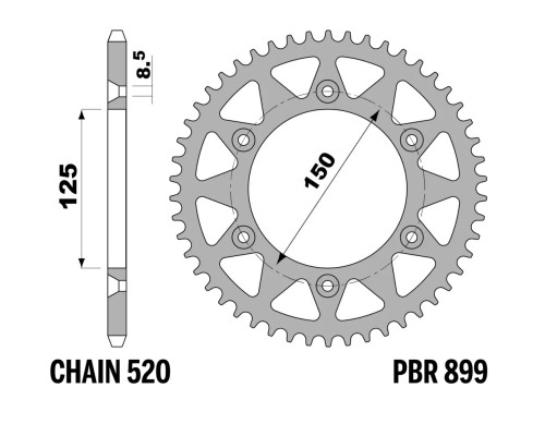 ЗАДНЯ ЗІРКА PBR 13/07 899 50 C-LIGHT (ЛАНЦЮГ 520) (ЗРОБЛЕНО В ІТАЛІЇ)