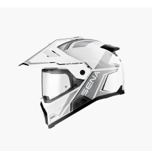 SENA 2026/07 KASK OUTLANDER DUAL SPORT FIBERGLASS Z INTERKOMEM MESH 3.0 DO 2000M ROZMIAR XL KOLOR BIAŁY ( ECE R22.06 ) (EL)