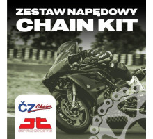 CZ ZESTAW NAPĘDOWY KOMPLETNY BMW F 850 GS / ADVENTURE '18-'24 (17/44/525DZO-122BR) (ZĘBATKI JT, PRZEDNIA Z GUMĄ, ŁAŃCUCH CZ DZO BRONZE, ZAKUWKA)