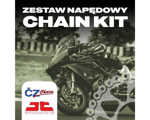 CZ ZESTAW NAPĘDOWY KOMPLETNY YAMAHA XT 125 X '05-'07 (14/48/428BASIC-126) (ZĘBATKI JT, ŁAŃCUCH CZ BASIC, ZAPINKA)