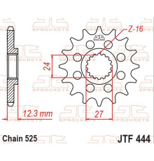 JT 2026/07 ZĘBATKA PRZEDNIA Z GUMĄ 2309 17 SUZUKI GSXR 1000 (GSX-R) '17-'25 (230917JT) (OEM: 27510-17K00) (ŁAŃC. 525)