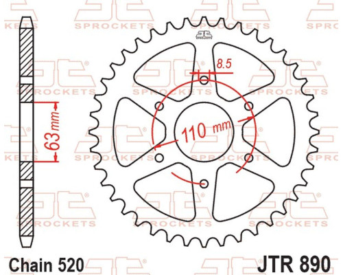 JT 2026/07 ZĘBATKA TYLNA 4675 43 KTM 250 / 390 DUKE '24-'26, 390 SMC R '25-'26 (OEM: 963.10.051.043) (467543JTZBK) (ŁAŃC. 520) KOLOR CZARNY