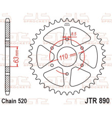 JT 2026/07 ZĘBATKA TYLNA 4675 48 KTM SMC 125 R '25-'26, 390 ADVENTURE R '26, 390 ENDURO R '25-'26 (OEM: A60110051048) (467548JTZBK) (ŁAŃC. 520) KOLOR CZARNY