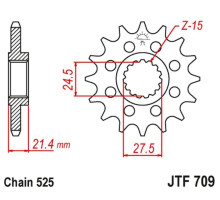 JT ZĘBATKA PRZEDNIA 2150 15 Z GUMĄ APRILIA 750/900 DORSODURO/ABS '07-'19, SHIVER/GT/ABS '07-'19, 1200 DORSODURO/ABS '11-'16 (215015JT) (ŁAŃC. 525) - ZAMÓWIĆ