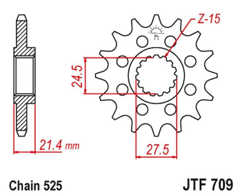 JT ZĘBATKA PRZEDNIA 2150 15 Z GUMĄ APRILIA 750/900 DORSODURO/ABS '07-'19, SHIVER/GT/ABS '07-'19, 1200 DORSODURO/ABS '11-'16 (215015JT) (ŁAŃC. 525) - ZAMÓWIĆ