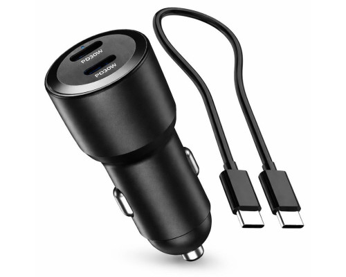 BIKETEC UNIWERSALNA ŁADOWARKA MOTOCYKLOWA/SAMOCHODOWA PODWÓJNA 60W USB-C POWER DELIVERY DO GNIAZDA ZAPALNICZKI (KABEL USB-C W ZESTAWIE) (EL)