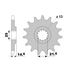 JT, 2063 13, передня зірочка, для Yamaha YFS 200 Blaster, 13 зубів, сріблястий