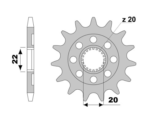 Jr Передня Зірочка 2103 14T Yamaha YZF 250 '02-'09 (+1) Чорний
