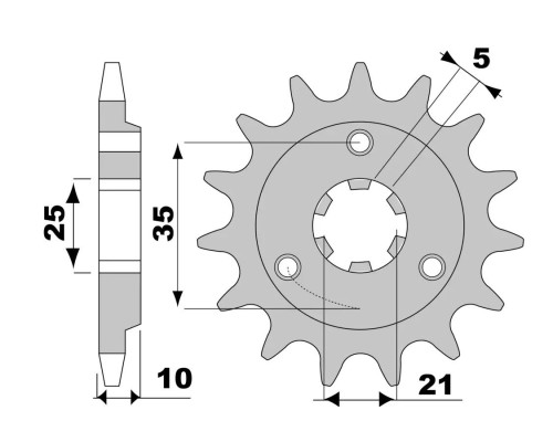 Cht 41214JT Передня Зірочка Ланцюг 520 Для Suzuki DR 750S '88-'89 DR 800S Big '88-'00