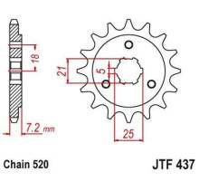 Grosskopf JTF437.16 зірочка передня 16T для Suzuki DR600/650 1985-1995 сталь сріблястий
