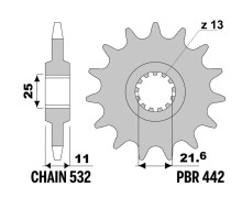 JT, 442 17, передня зірочка, для Yamaha FZR 1000 '89-'95 YZF 1000, ланцюг 532