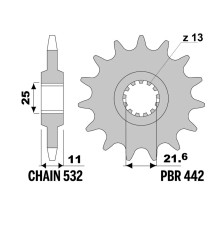 JT, 442 17, передня зірочка, для Yamaha FZR 1000 '89-'95 YZF 1000, ланцюг 532