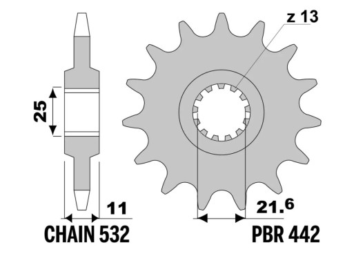 JT, 442 17, передня зірочка, для Yamaha FZR 1000 '89-'95 YZF 1000, ланцюг 532