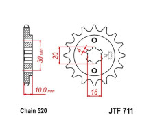 Jt 72013jt Передня Зірочка Cagiva 125 W8/Freccia/Planet/Mito/Raptor '85-10' 520 Зуби Сріблястий