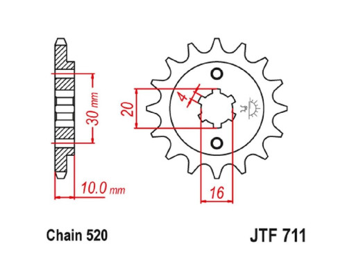 Jt 72013jt Передня Зірочка Cagiva 125 W8/Freccia/Planet/Mito/Raptor '85-10' 520 Зуби Сріблястий